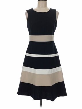 🔥NWOT Tommy Hilfiger Sleeveless Fit & Flare Dress Navy w. Cream and White Stripe